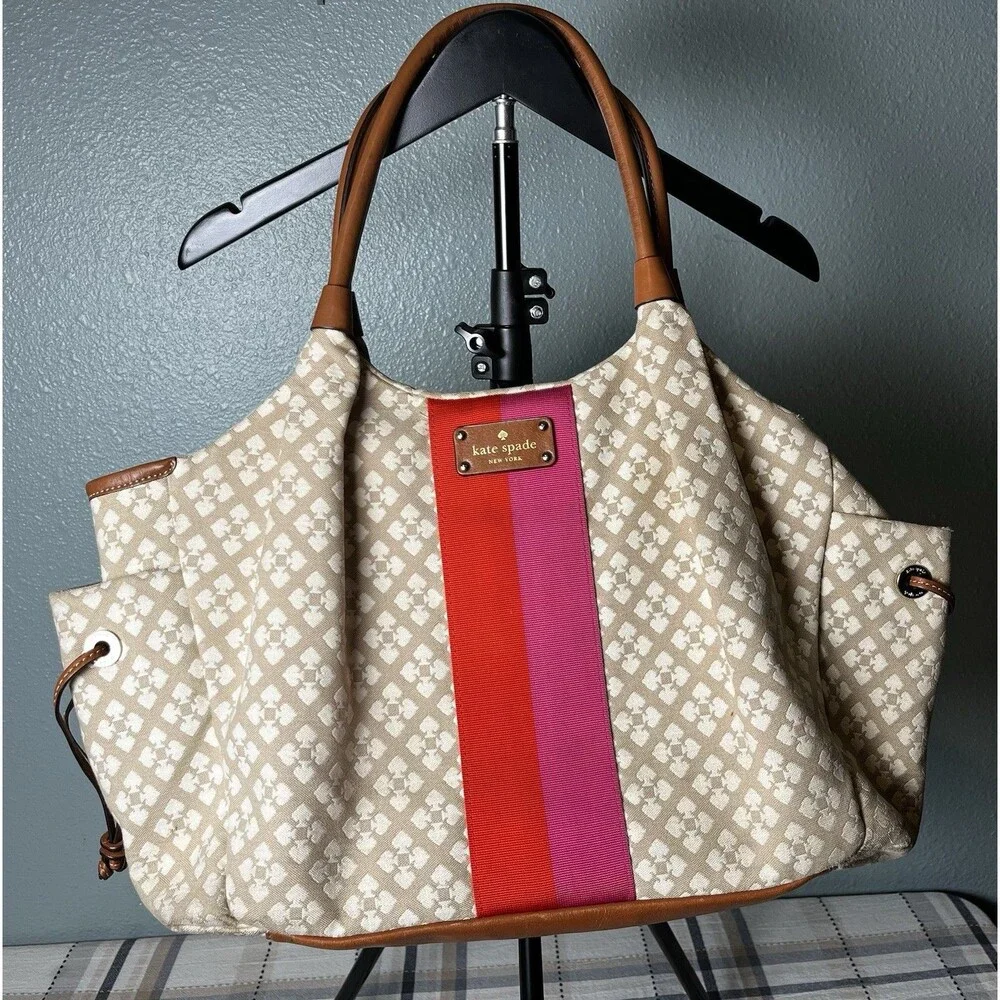 Kate Spade New York Stevi Classic Stucco Canvas & Leather Large Tote/Diaper Bag